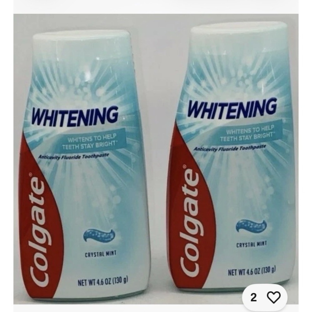 Lot of 2 - Colgate Whitening Crystal Mint Toothpaste 4.6 oz. Expiration 2027